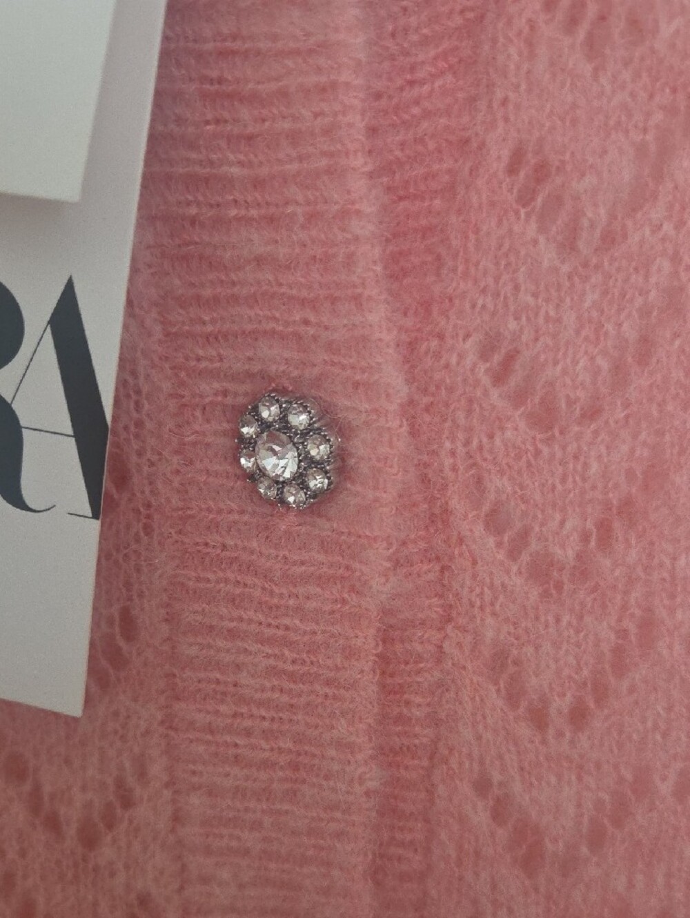 Zara Coral-Pink Openwork Button Cardigan. NWT. Size S - Picture 4 of 7